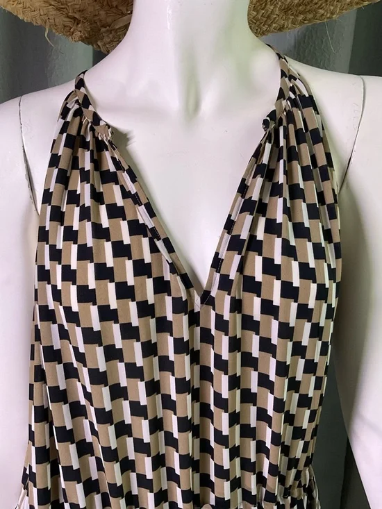 Diane Von Furstenberg SALLY SQUARE SHIFT Black and Cream Geometric Maxi Dress 👗 - Picture 7 of 15